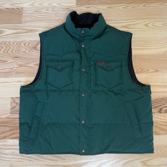 Polo Ralph Lauren Puffer Vest Mens 2XL Reversible Green Black Down Rugged Preppy - Picture 1 of 9